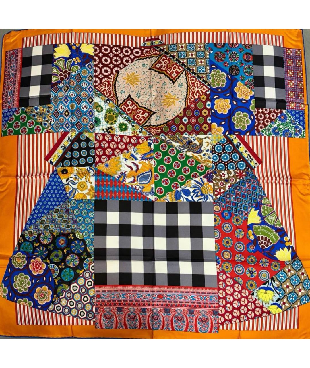 HERMES Мульти шелковый платок, фото 4