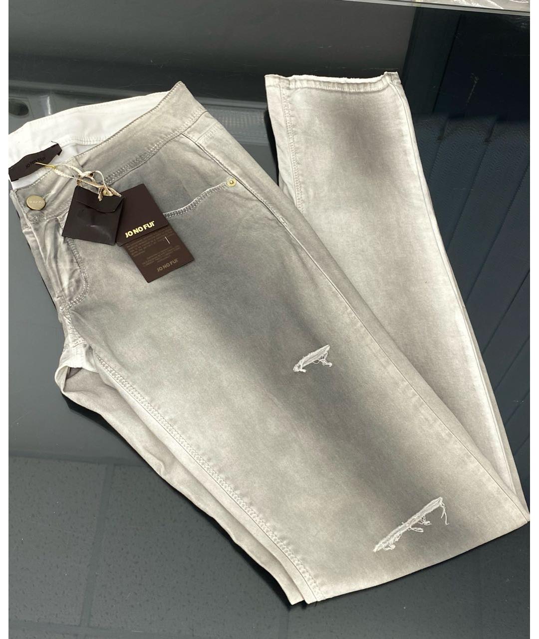 JO NO FUI Серые хлопко-эластановые брюки узкие, фото 7