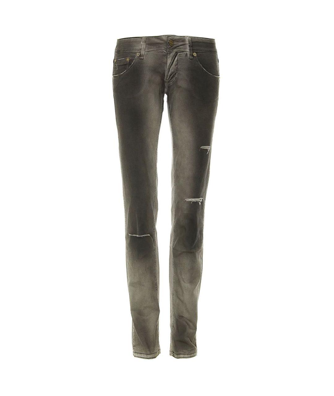 JO NO FUI Серые хлопко-эластановые брюки узкие, фото 1