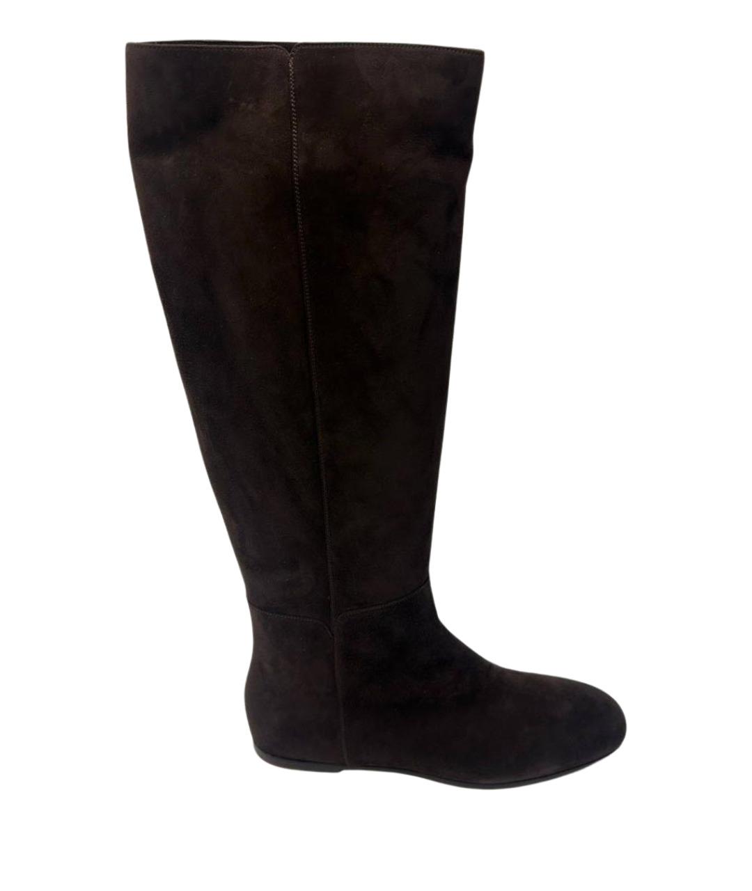 LORO PIANA Коричневые замшевые сапоги, фото 1