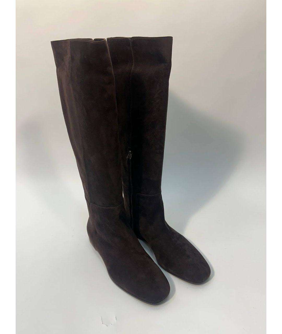 LORO PIANA Коричневые замшевые сапоги, фото 2