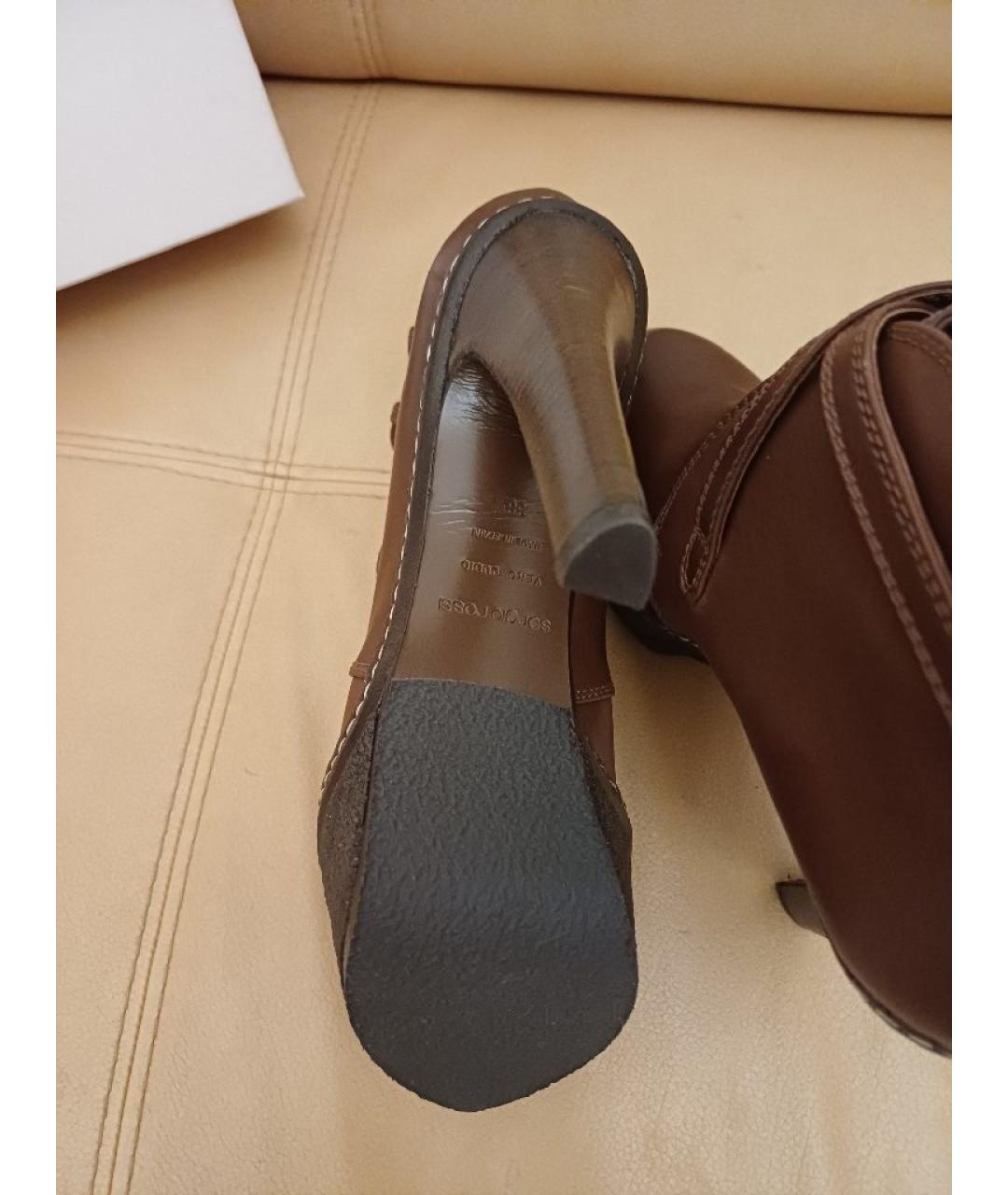 SERGIO ROSSI Коричневые кожаные ботильоны, фото 8