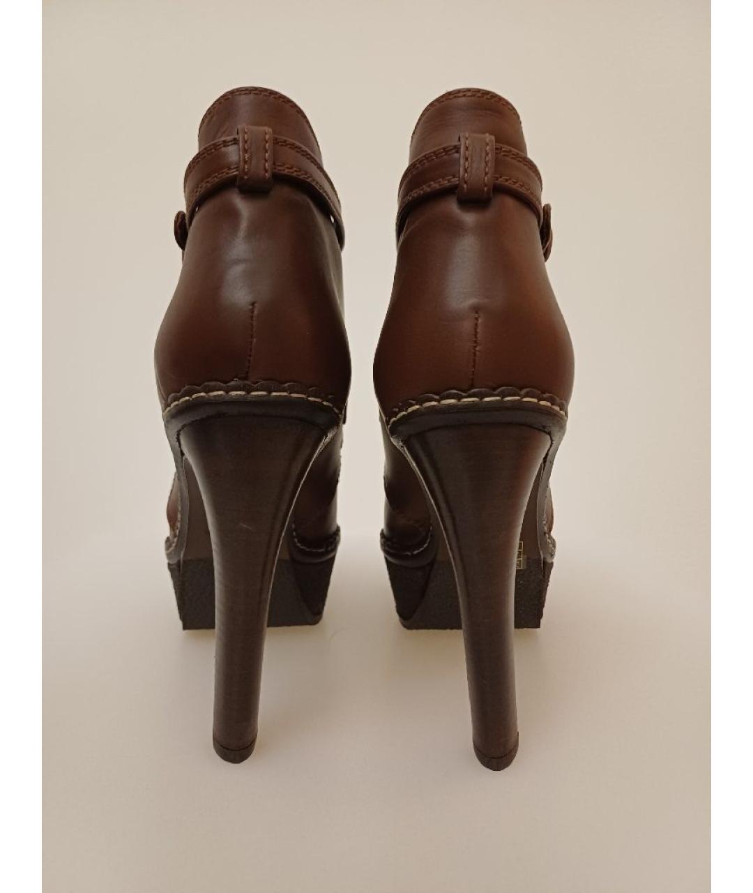 SERGIO ROSSI Коричневые кожаные ботильоны, фото 7
