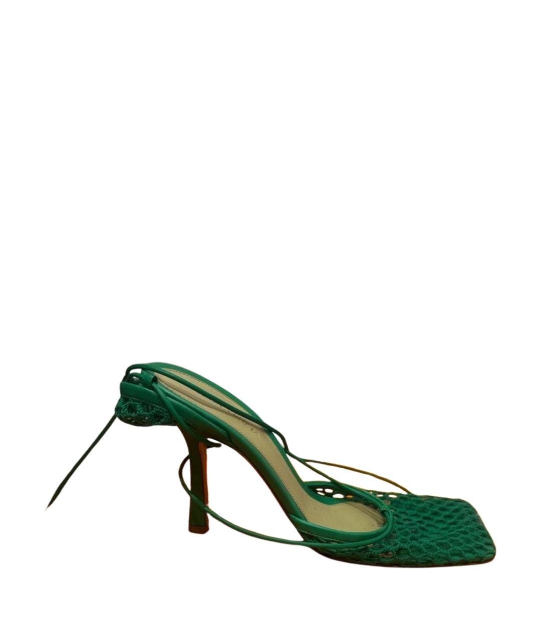 BOTTEGA VENETA Зеленые кожаные босоножки, фото 1