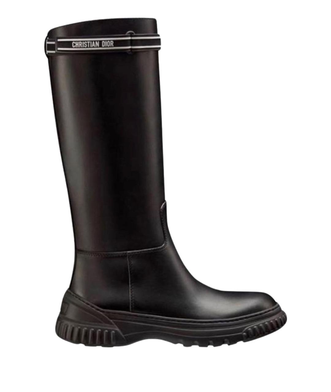 CHRISTIAN DIOR Черные кожаные сапоги, фото 1