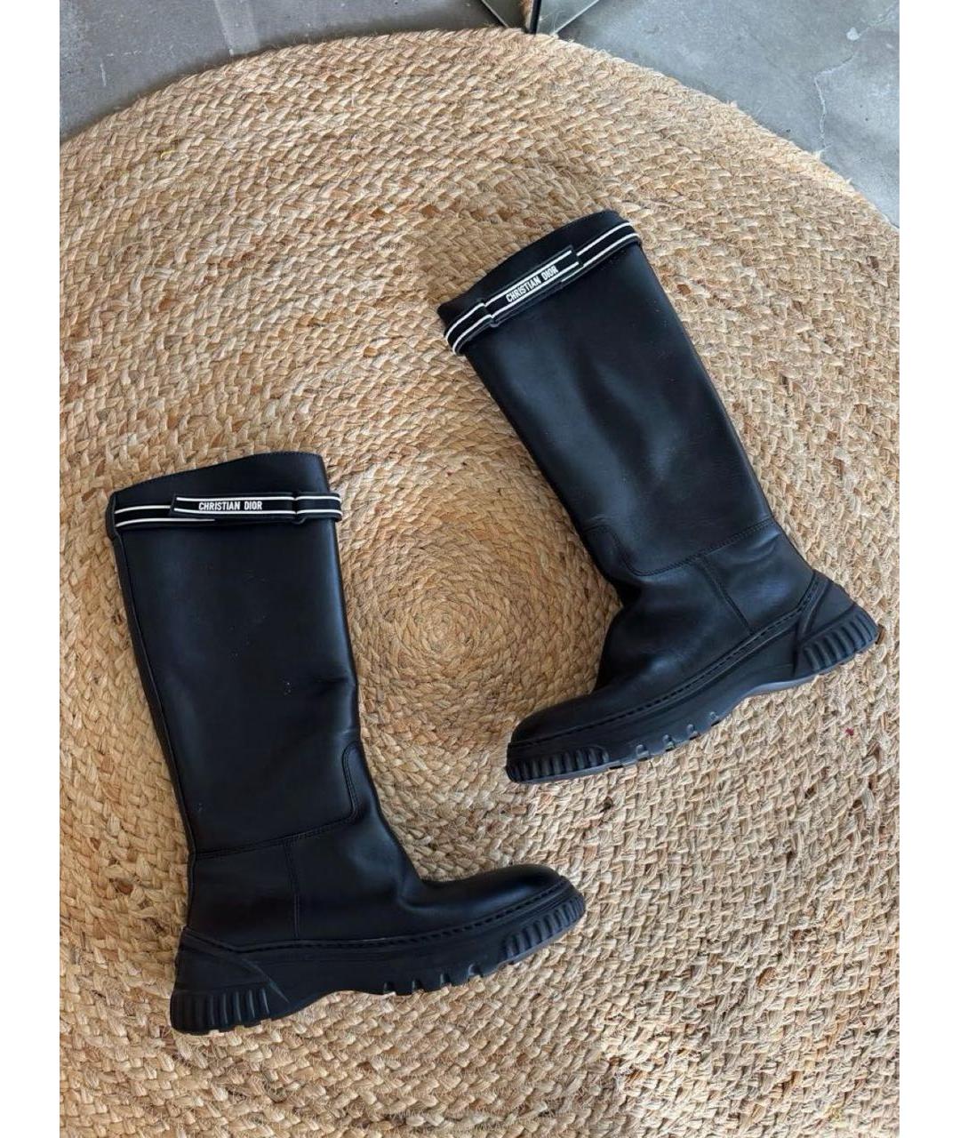 CHRISTIAN DIOR Черные кожаные сапоги, фото 2