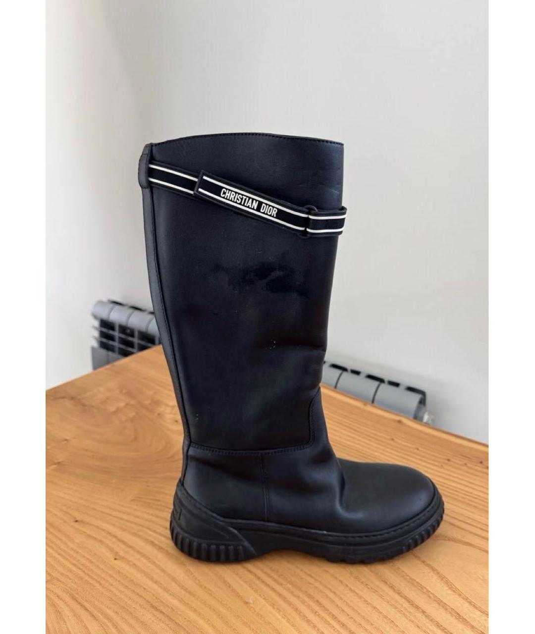 CHRISTIAN DIOR Черные кожаные сапоги, фото 4