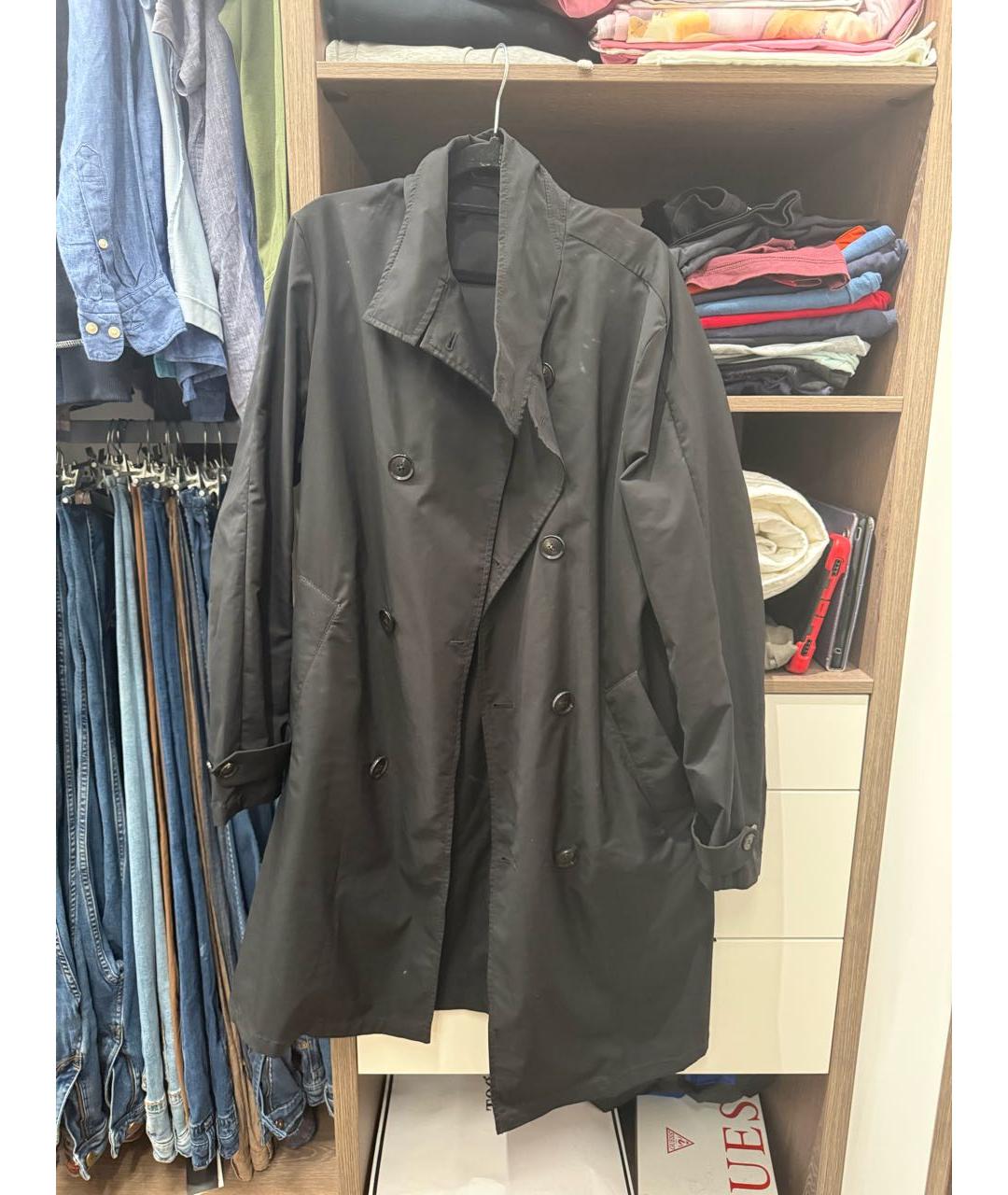 EMPORIO ARMANI Черный полиэстеровый тренч / плащ, фото 6