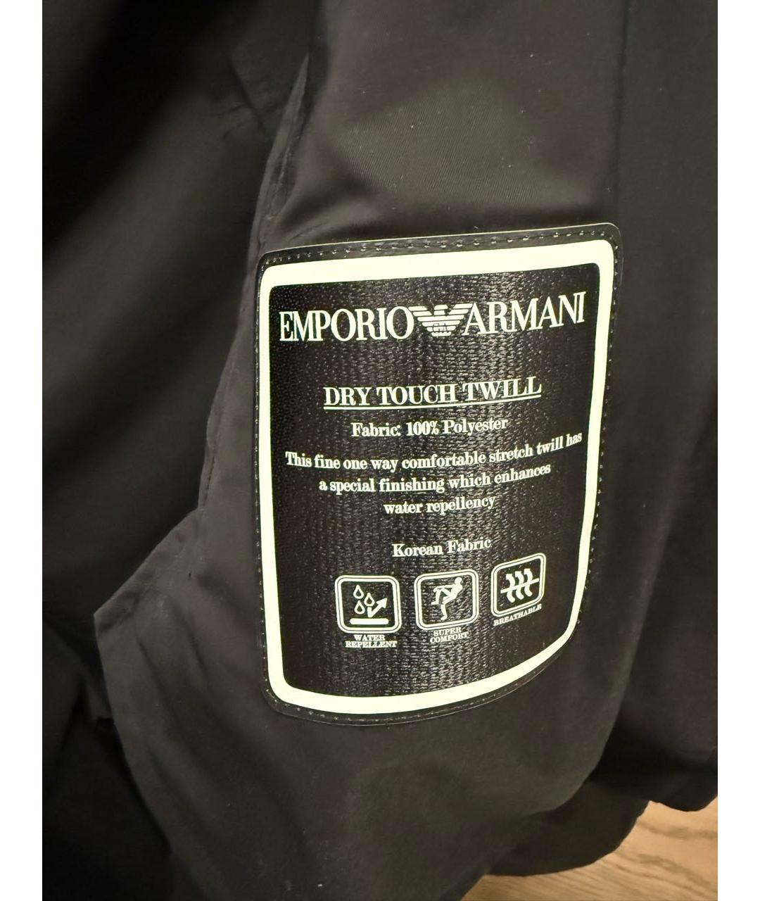 EMPORIO ARMANI Черный полиэстеровый тренч / плащ, фото 3