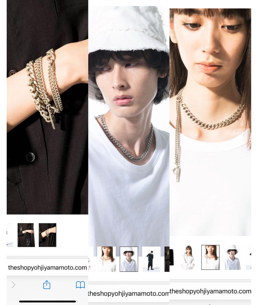 YOHJI YAMAMOTO Серебряная латунная цепочка/подвеска, фото 8