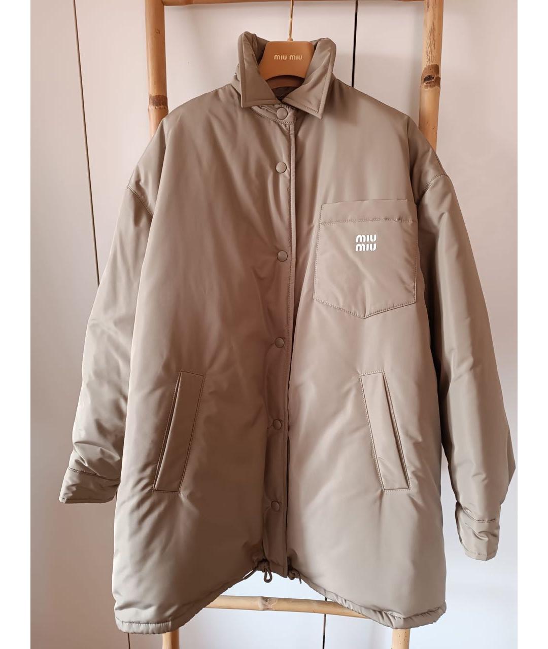 MIU MIU Бежевая полиэстеровая куртка, фото 7