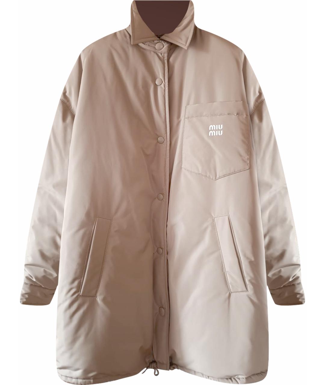 MIU MIU Бежевая полиэстеровая куртка, фото 1