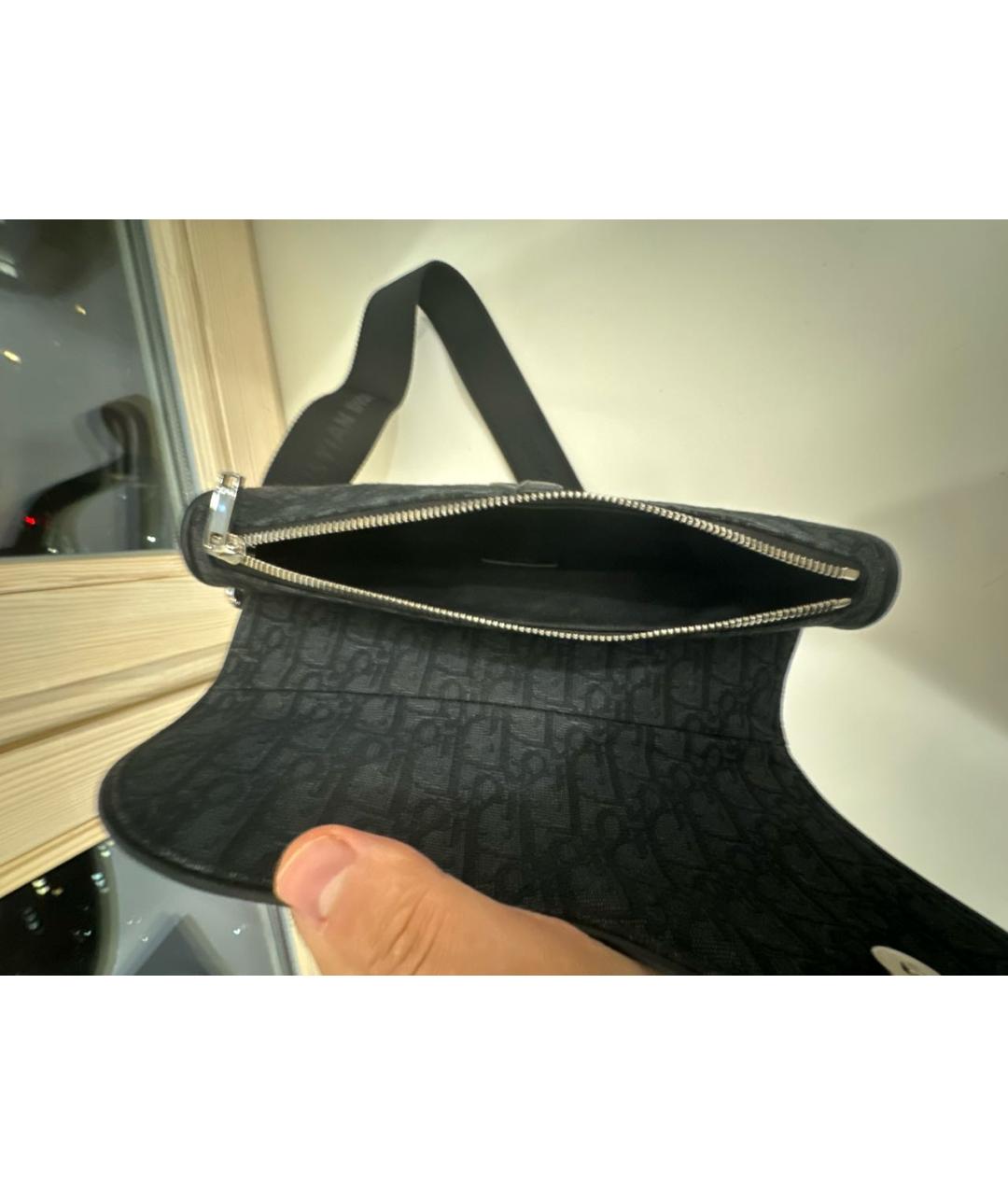 CHRISTIAN DIOR Черная тканевая сумка на плечо, фото 4