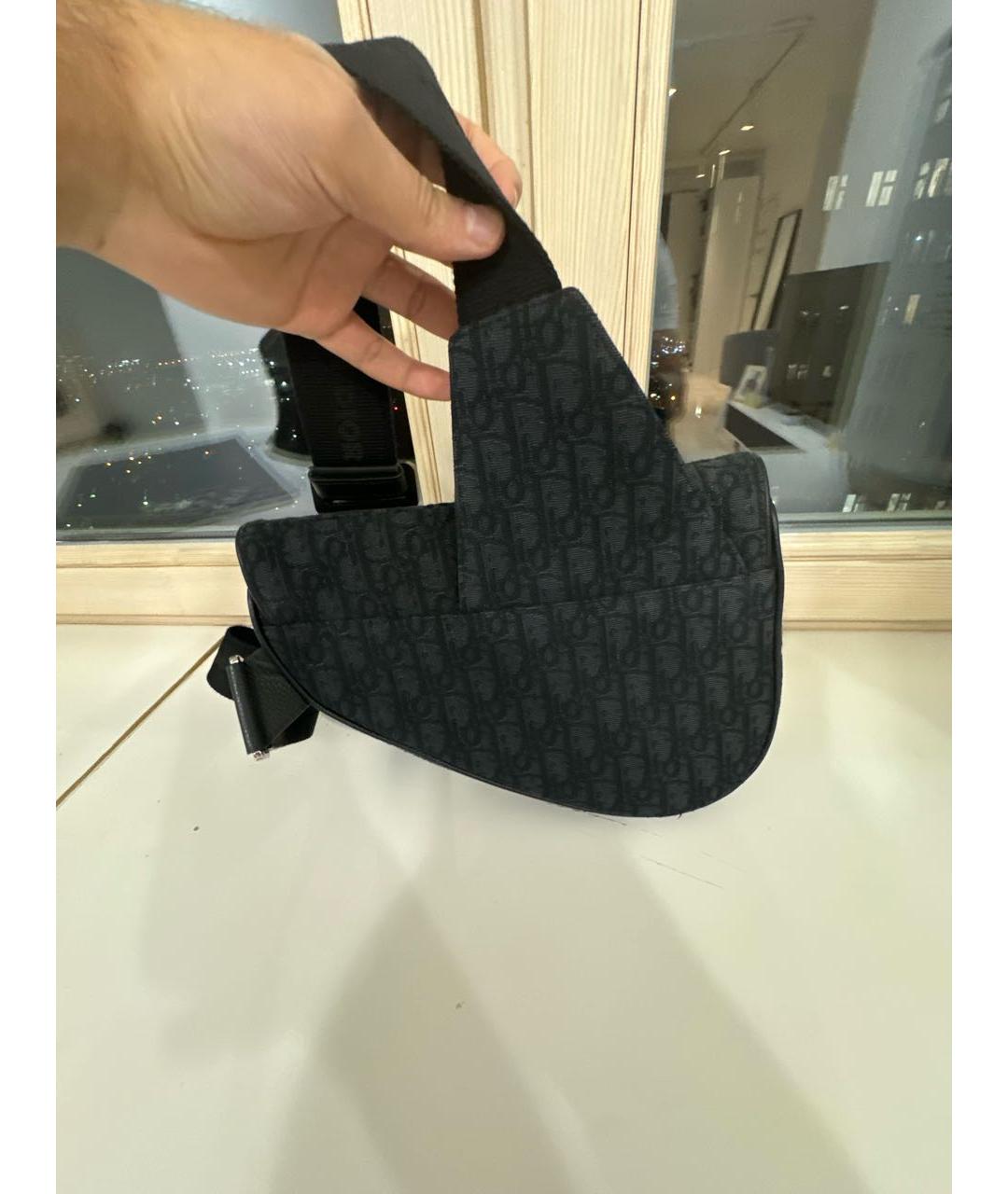 CHRISTIAN DIOR Черная тканевая сумка на плечо, фото 3