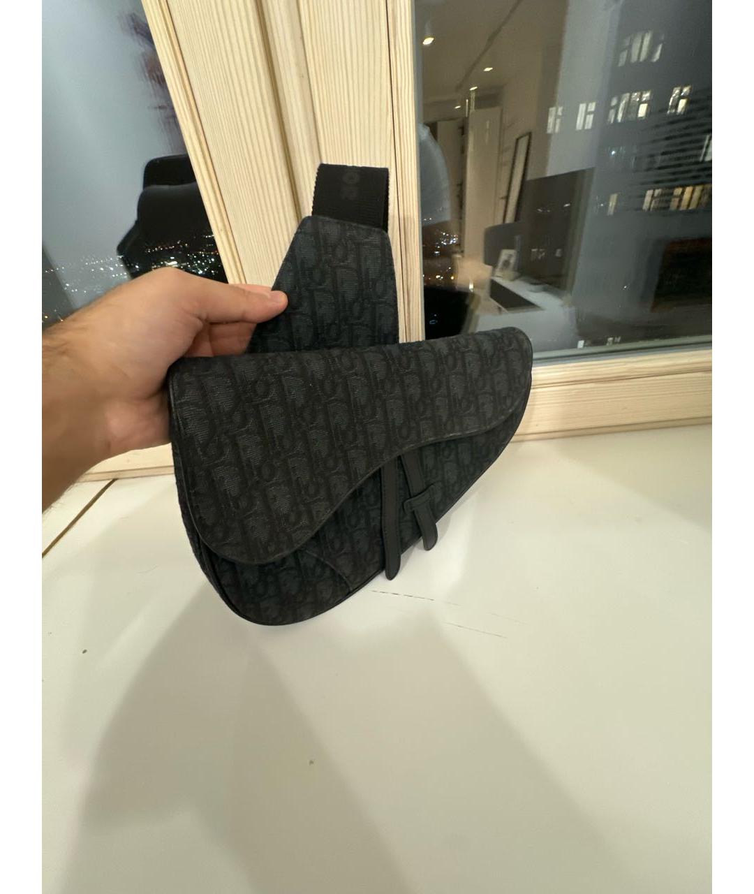 CHRISTIAN DIOR Черная тканевая сумка на плечо, фото 2