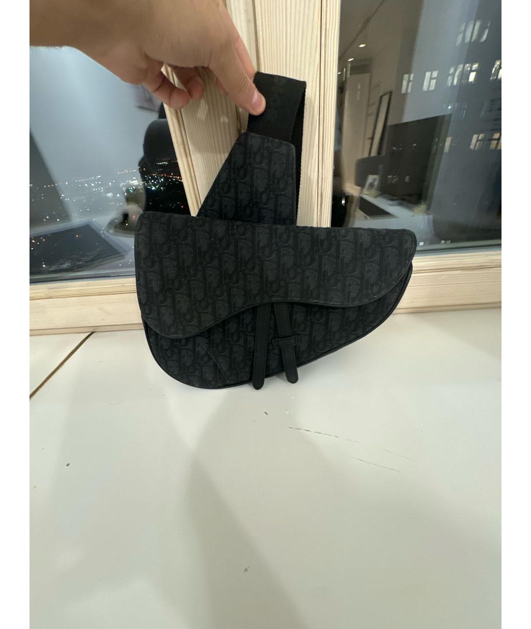 CHRISTIAN DIOR Черная тканевая сумка на плечо, фото 8