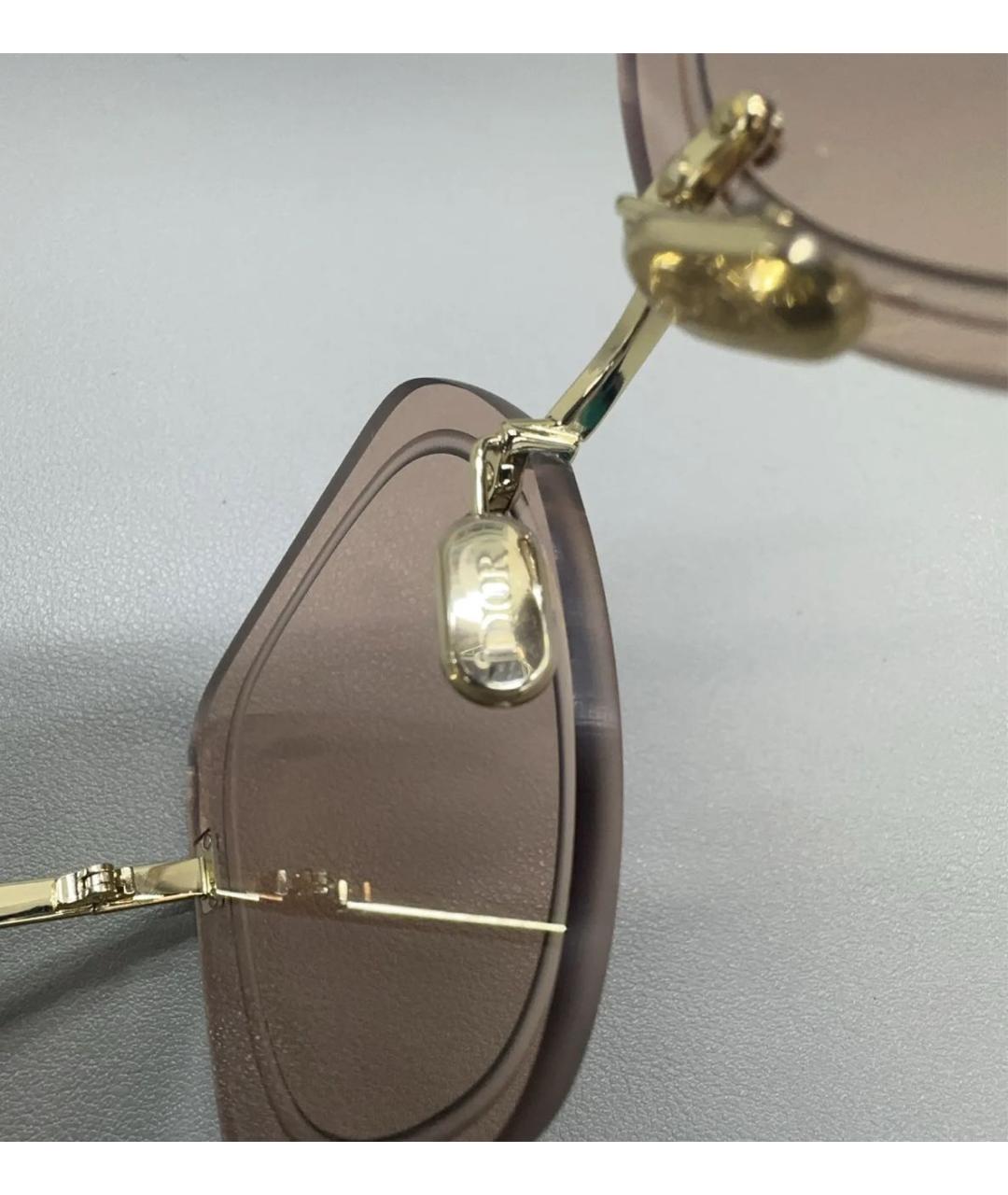 CHRISTIAN DIOR Бежевые металлические солнцезащитные очки, фото 8