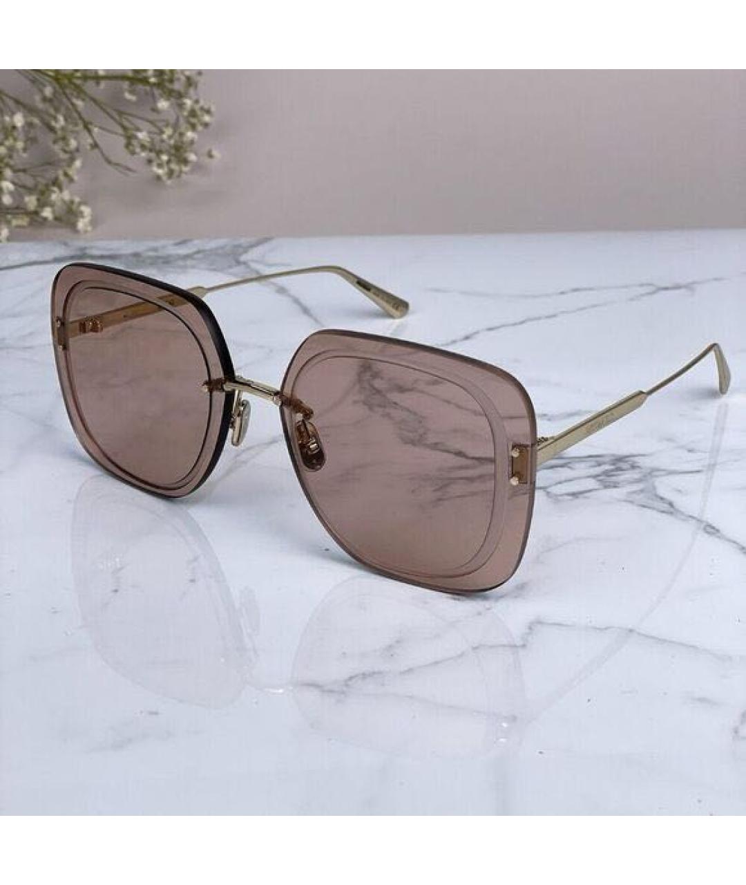 CHRISTIAN DIOR Бежевые металлические солнцезащитные очки, фото 2