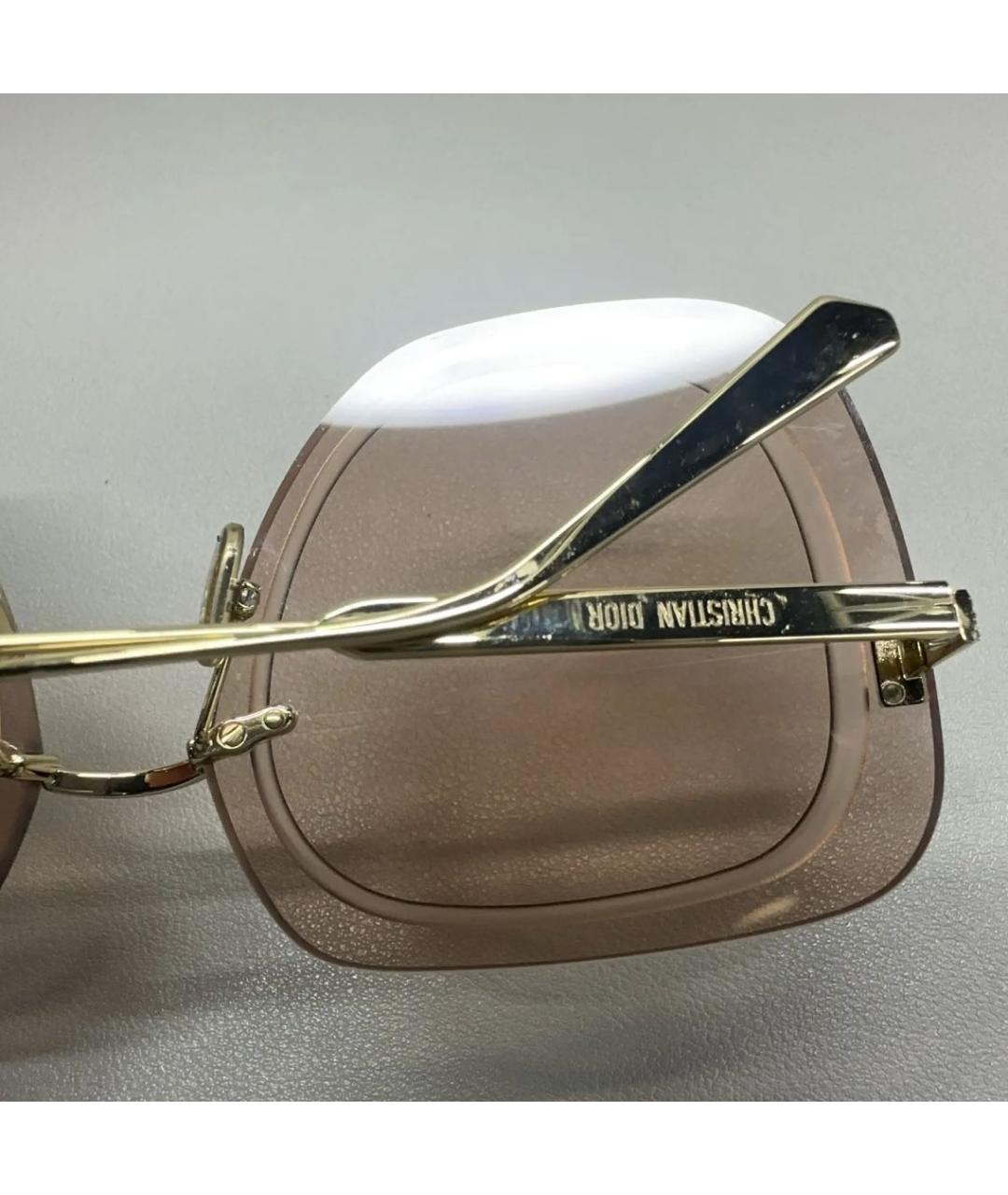 CHRISTIAN DIOR Бежевые металлические солнцезащитные очки, фото 7