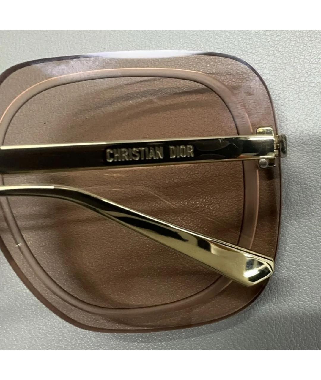 CHRISTIAN DIOR Бежевые металлические солнцезащитные очки, фото 5