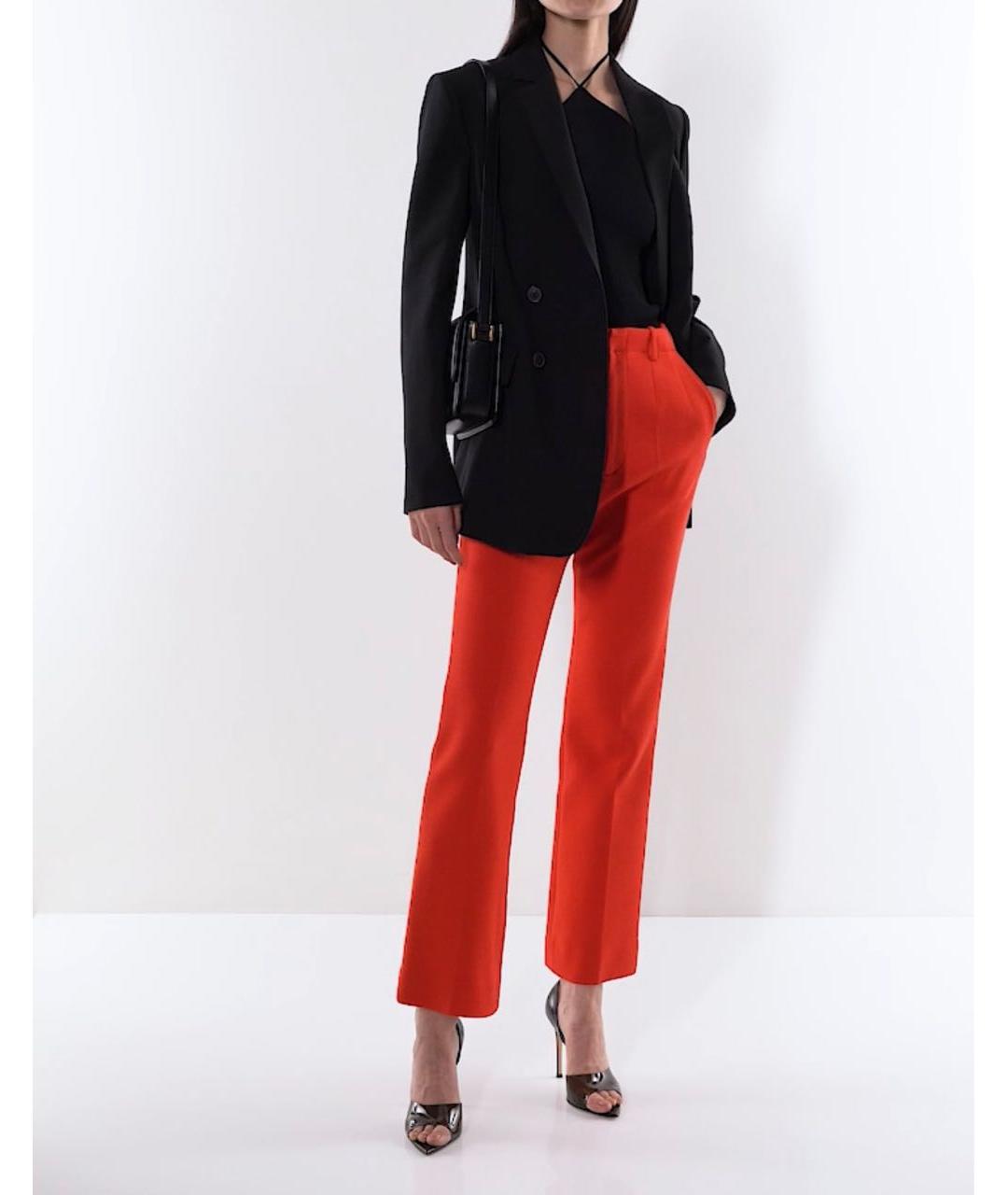 SAINT LAURENT Красные шерстяные прямые брюки, фото 5