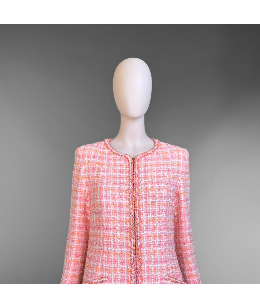 CHANEL Розовый твидовый жакет/пиджак, фото 5