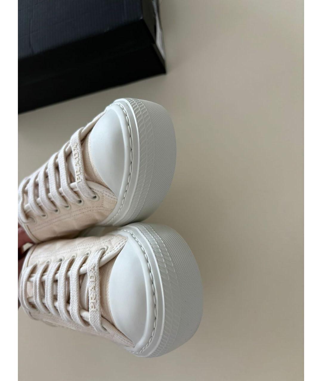 PRADA Бежевые текстильные кеды, фото 6