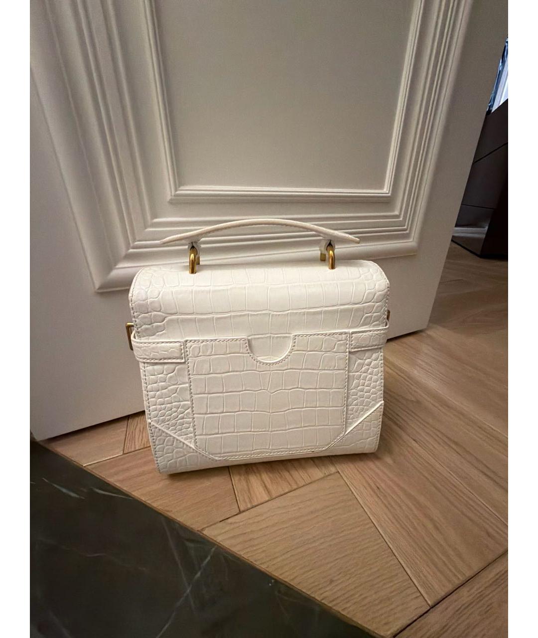 BALMAIN Белая кожаная сумка с короткими ручками, фото 2