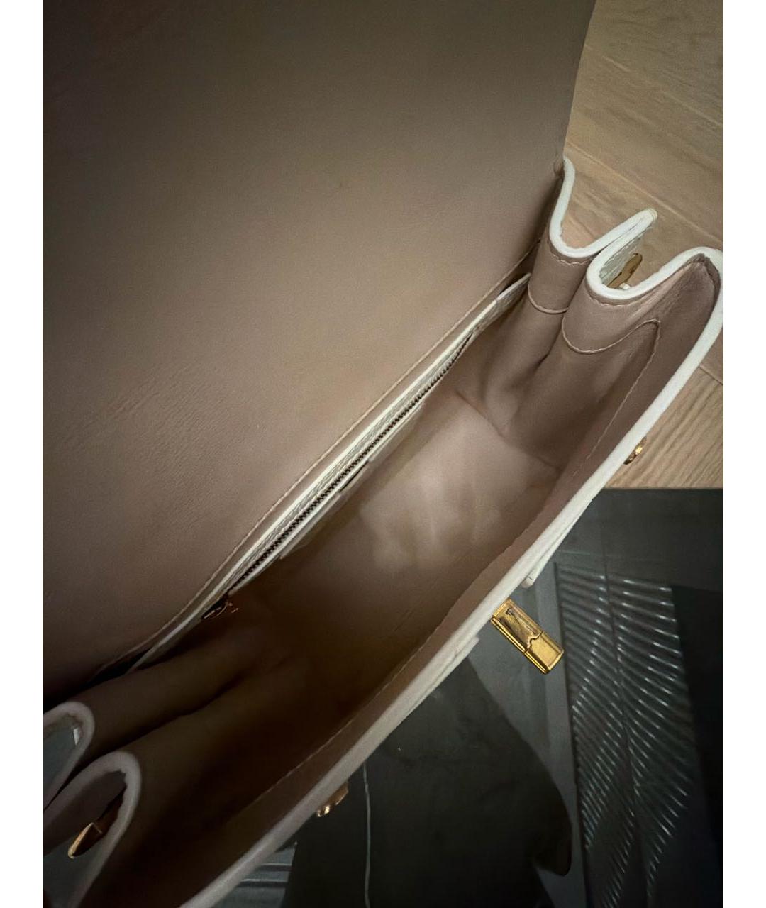 BALMAIN Белая кожаная сумка с короткими ручками, фото 4
