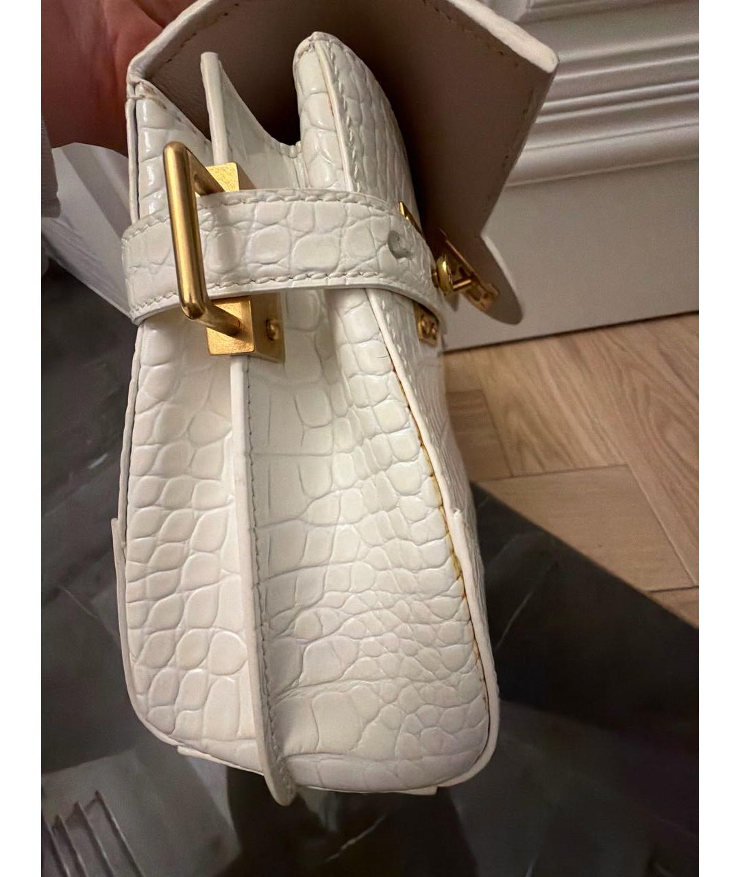 BALMAIN Белая кожаная сумка с короткими ручками, фото 5