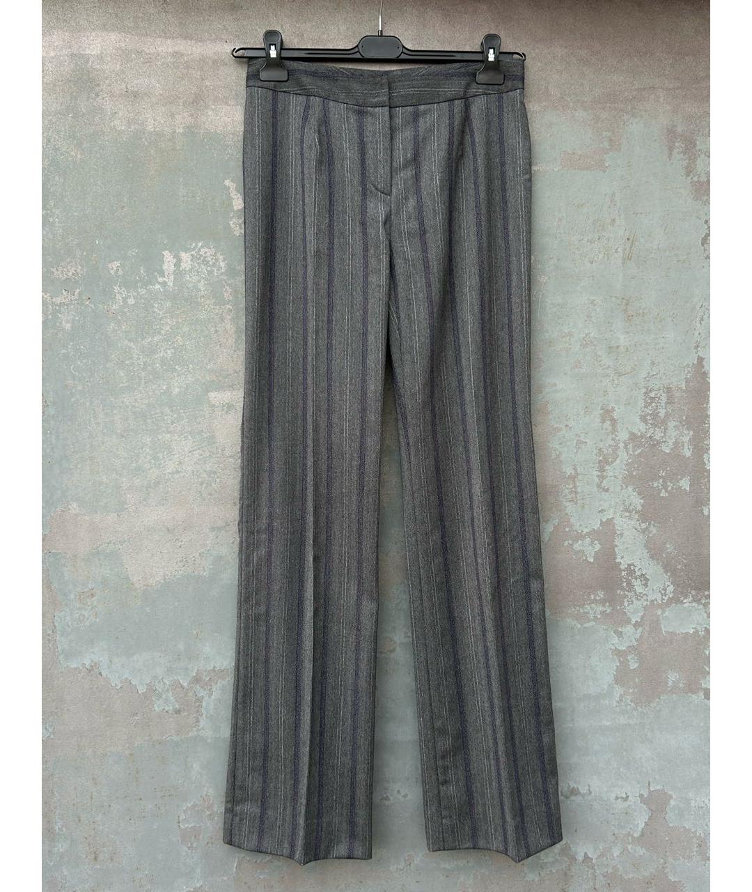 LES COPAINS Серые шерстяные прямые брюки, фото 6