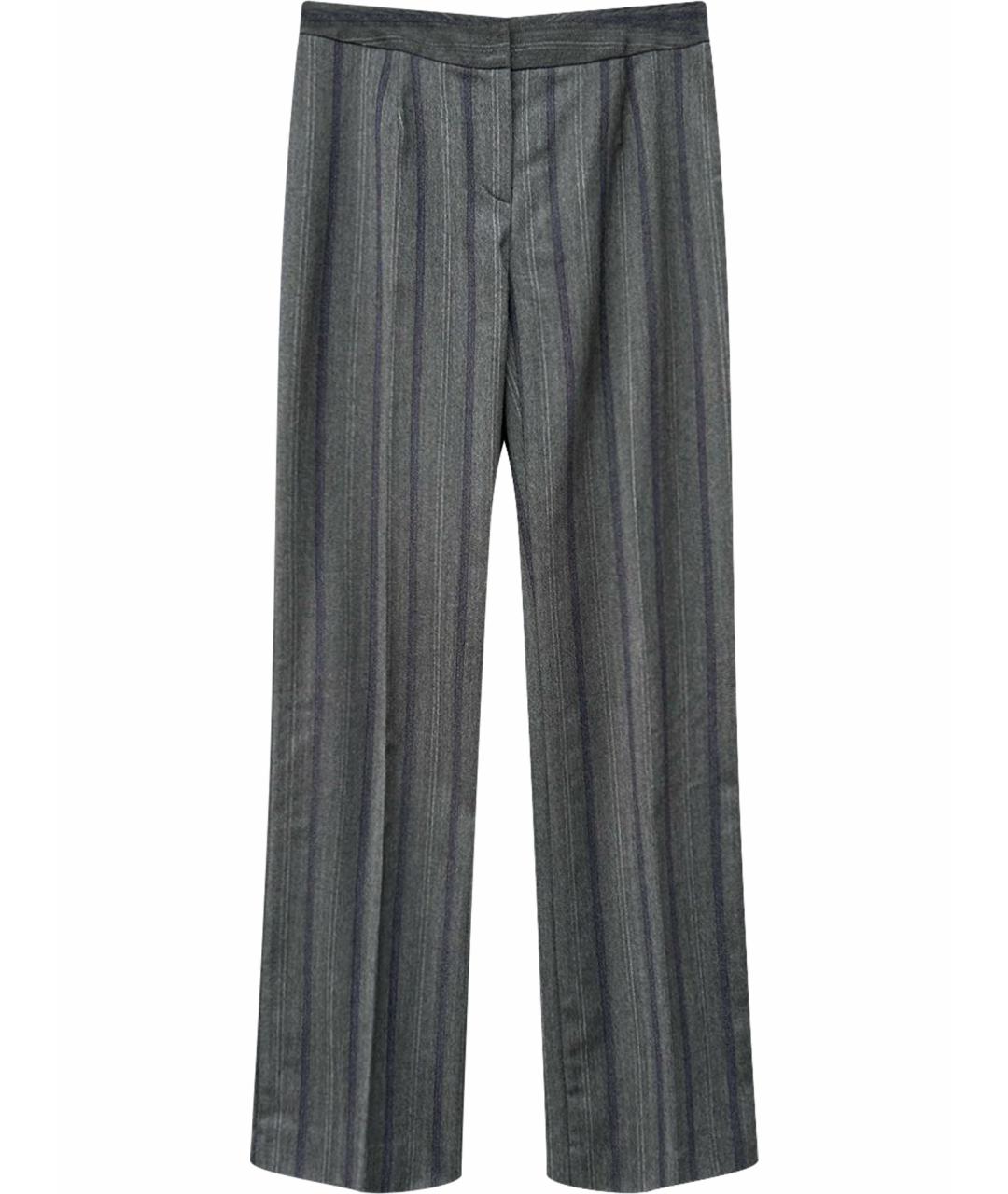 LES COPAINS Серые шерстяные прямые брюки, фото 1