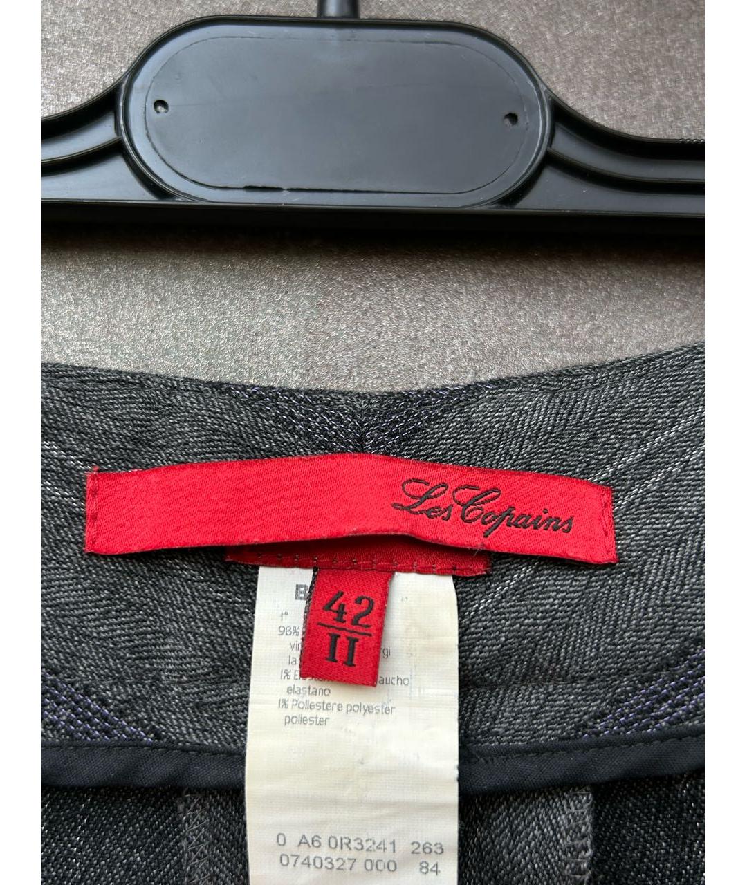 LES COPAINS Серые шерстяные прямые брюки, фото 2