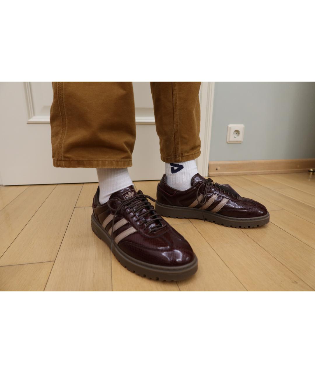 ADIDAS Бордовые кожаные низкие кроссовки / кеды, фото 4