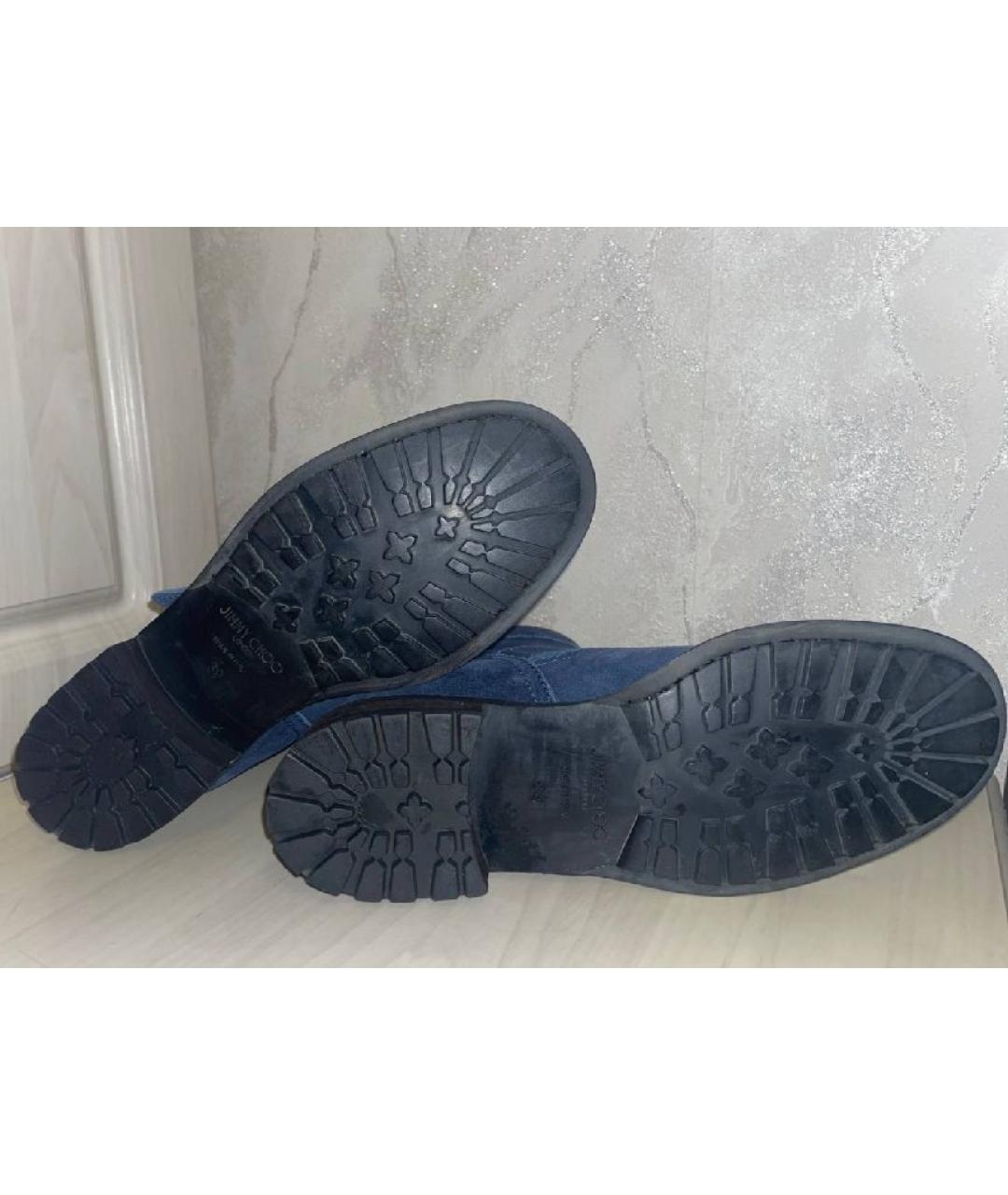 JIMMY CHOO Синие замшевые полусапоги, фото 4