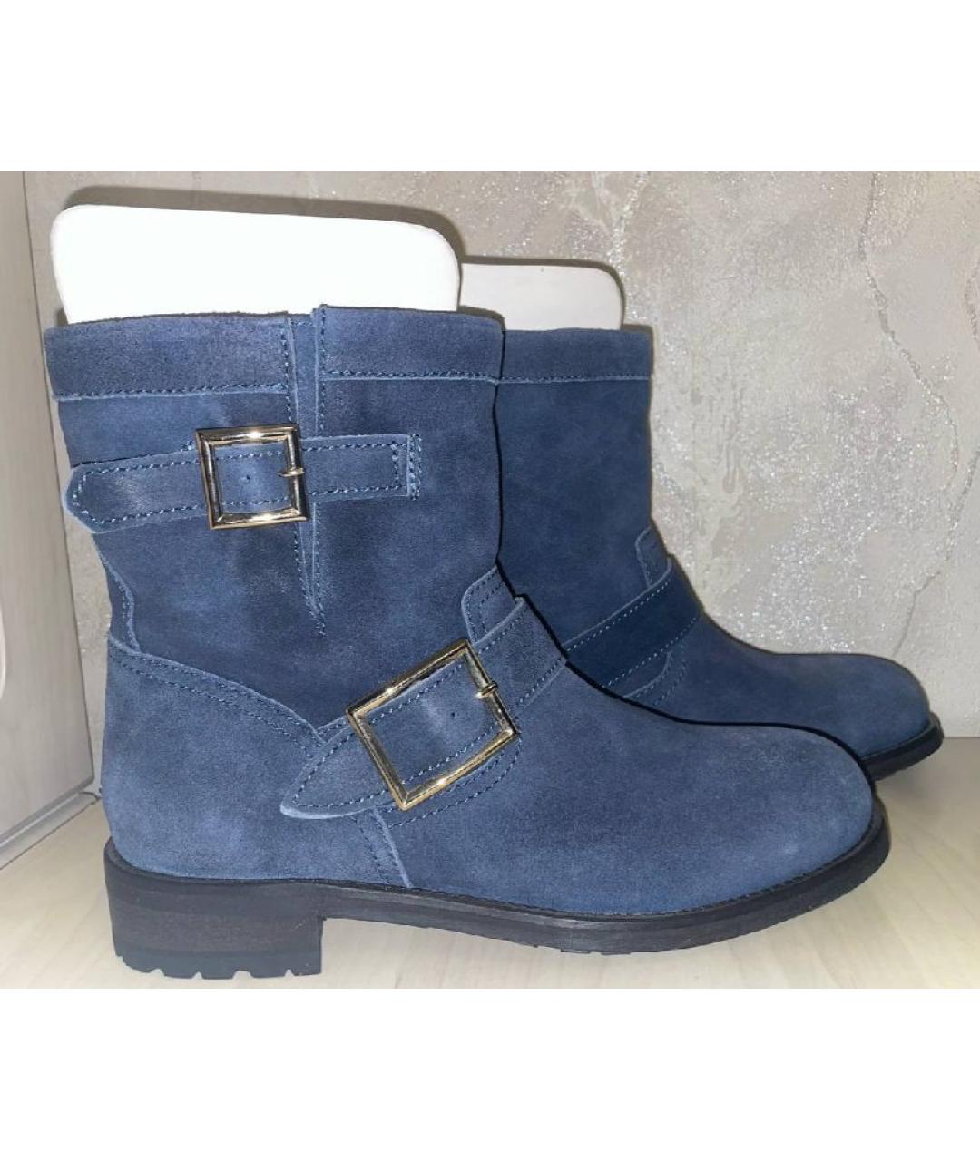 JIMMY CHOO Синие замшевые полусапоги, фото 5