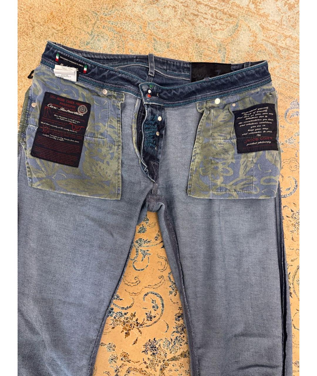 JACOB COHEN Синие хлопко-полиэстеровые джинсы скинни, фото 3