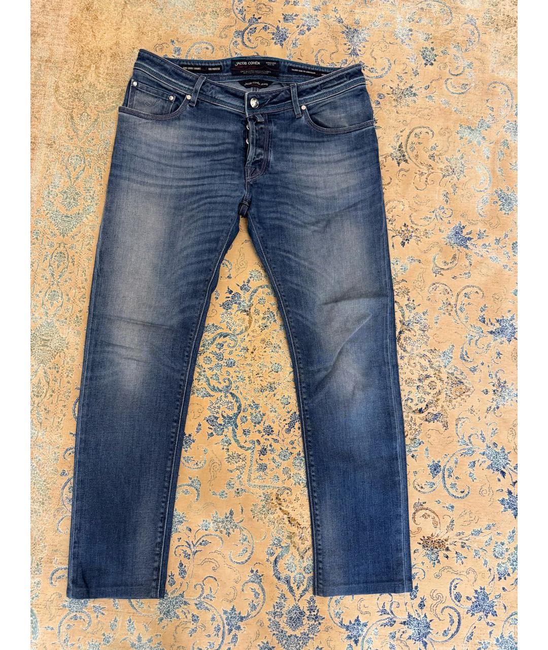 JACOB COHEN Синие хлопко-полиэстеровые джинсы скинни, фото 9