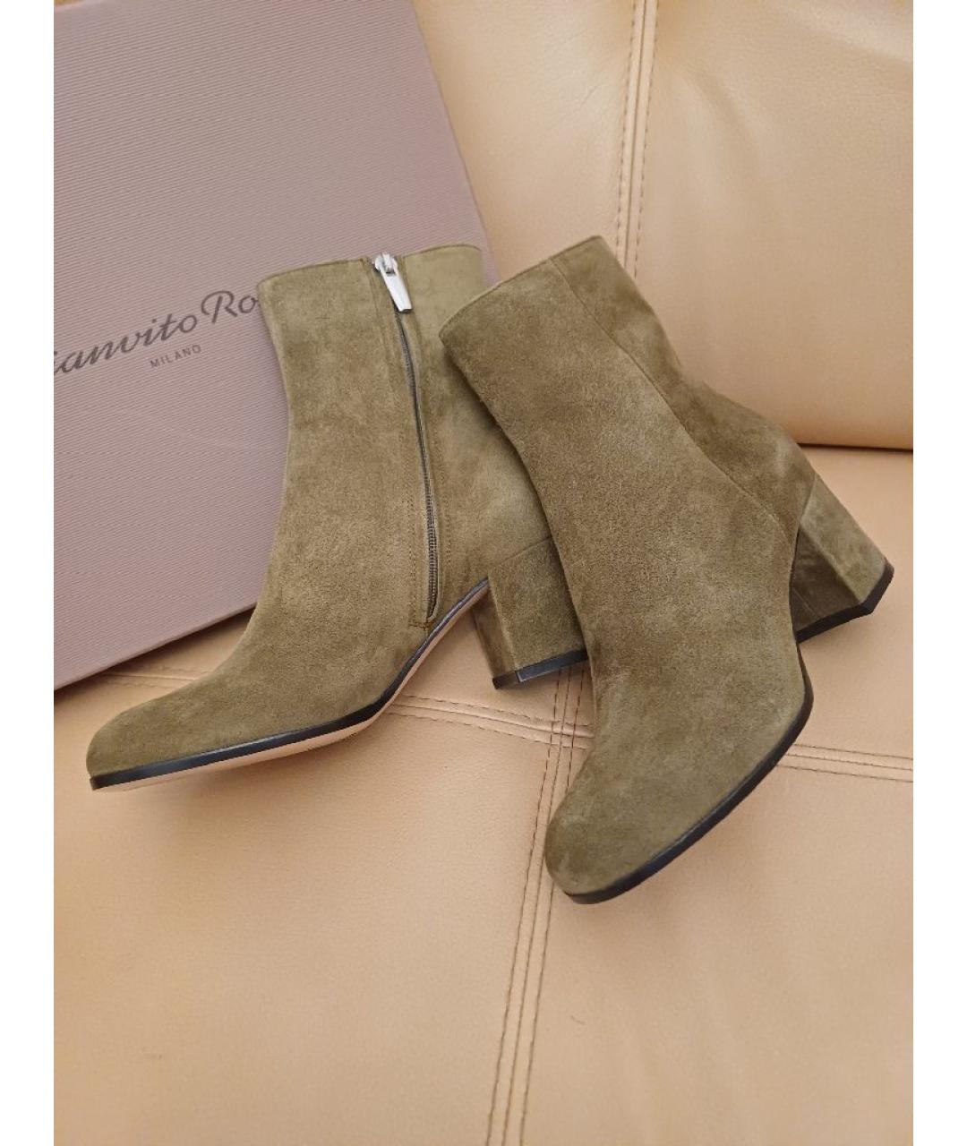 GIANVITO ROSSI Хаки замшевые ботильоны, фото 3