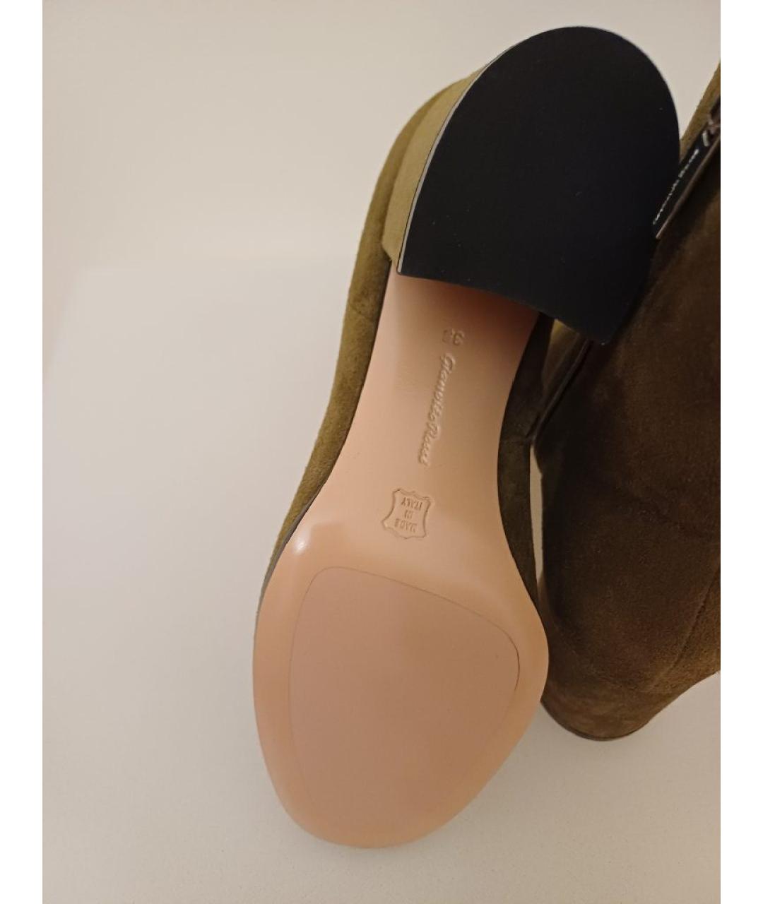 GIANVITO ROSSI Хаки замшевые ботильоны, фото 9