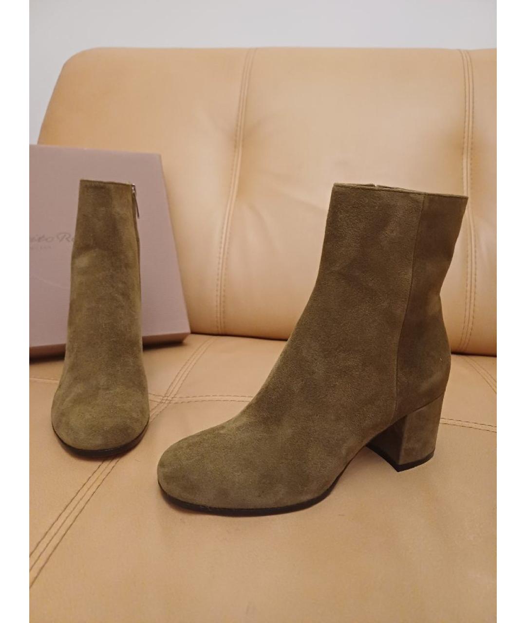 GIANVITO ROSSI Хаки замшевые ботильоны, фото 6