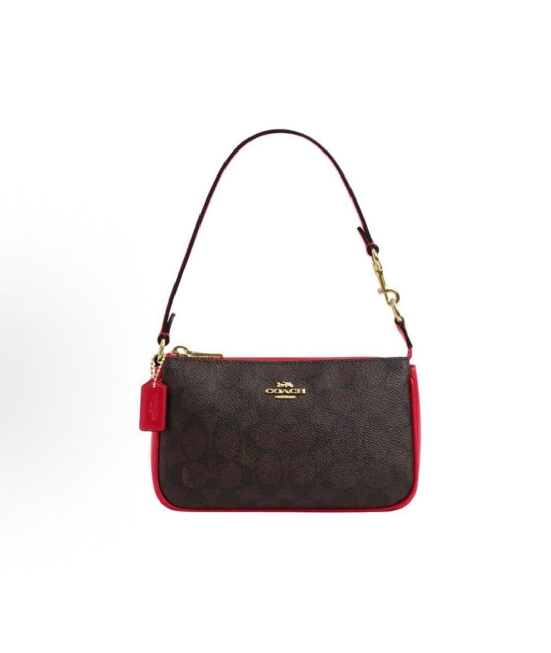 COACH Коричневая кожаная сумка с короткими ручками, фото 7