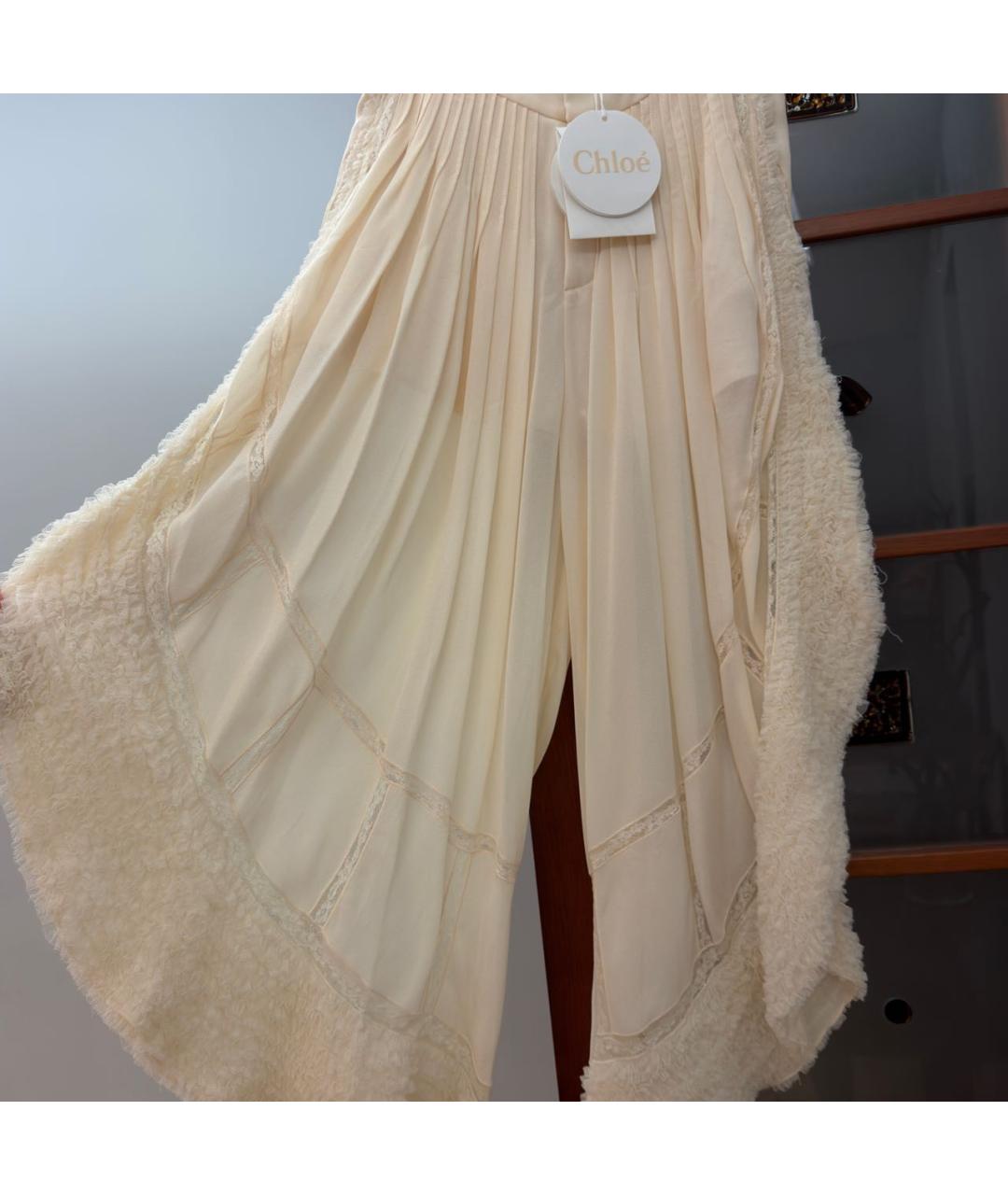 CHLOE Бежевые вискозные брюки широкие, фото 5