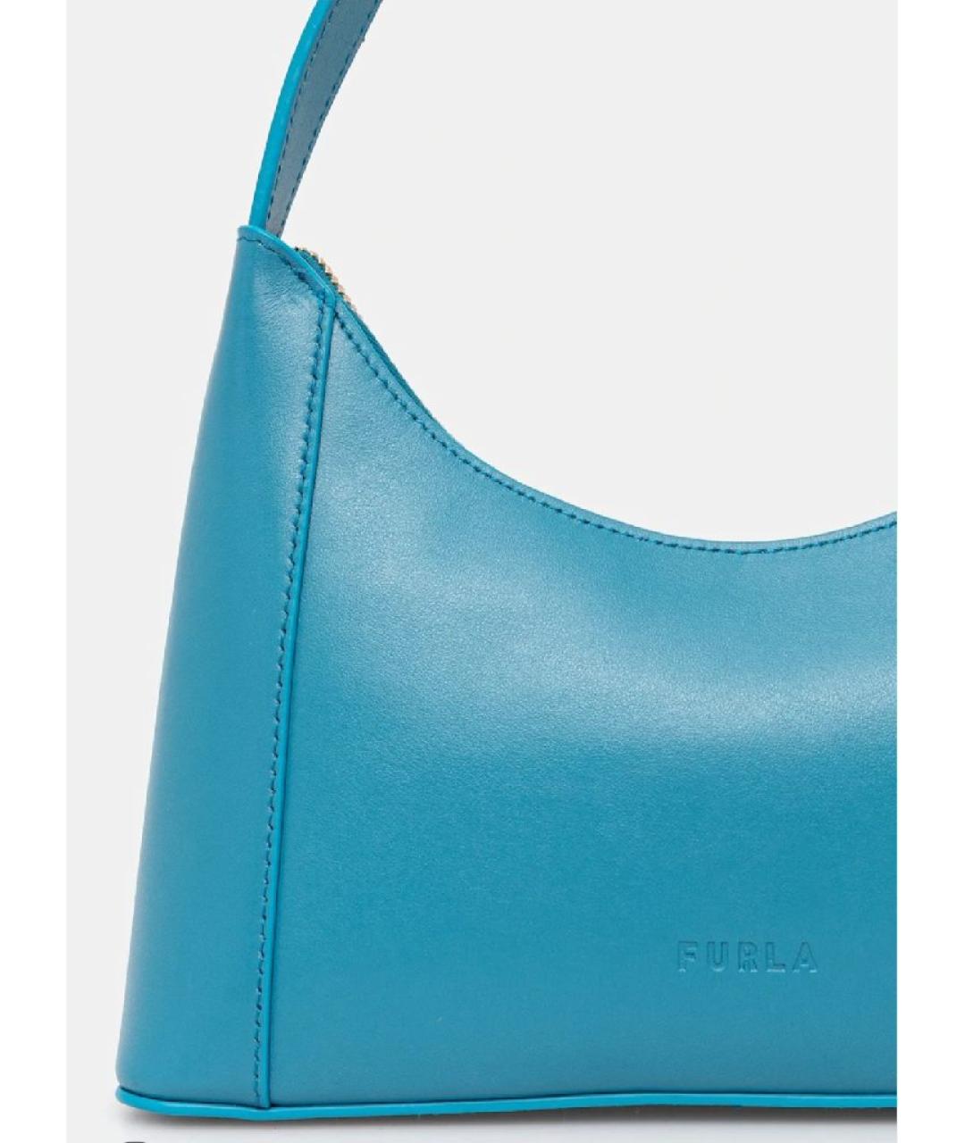 FURLA Бирюзовая кожаная сумка через плечо, фото 4