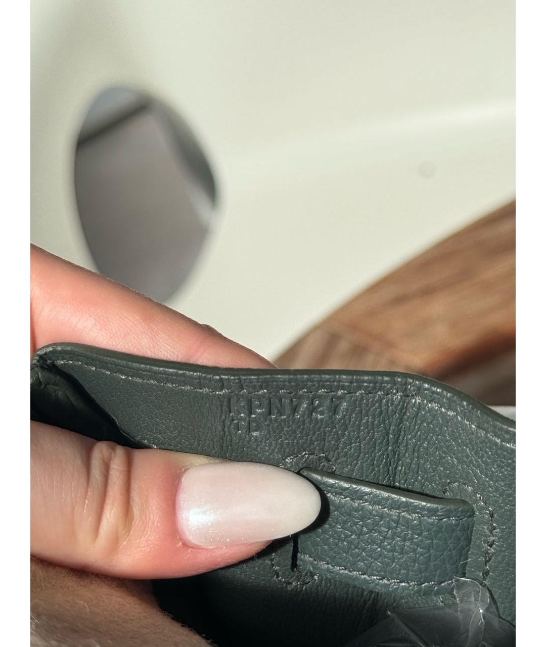 HERMES Зеленая кожаная сумка с короткими ручками, фото 8
