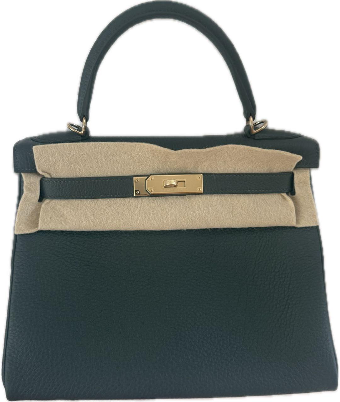 HERMES Зеленая кожаная сумка с короткими ручками, фото 9