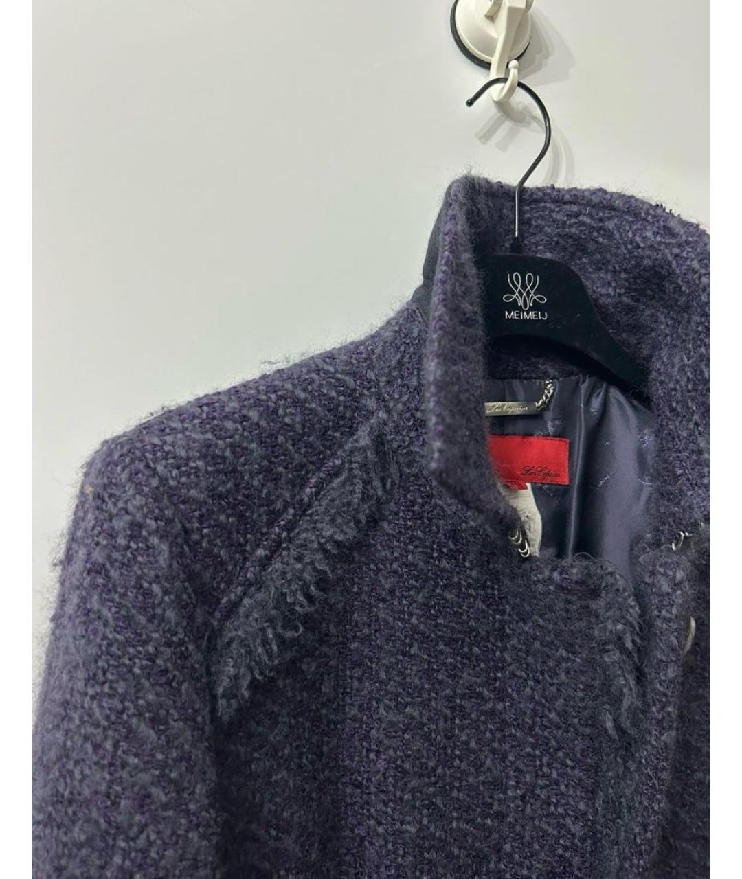 LES COPAINS Фиолетовое шерстяное пальто, фото 6