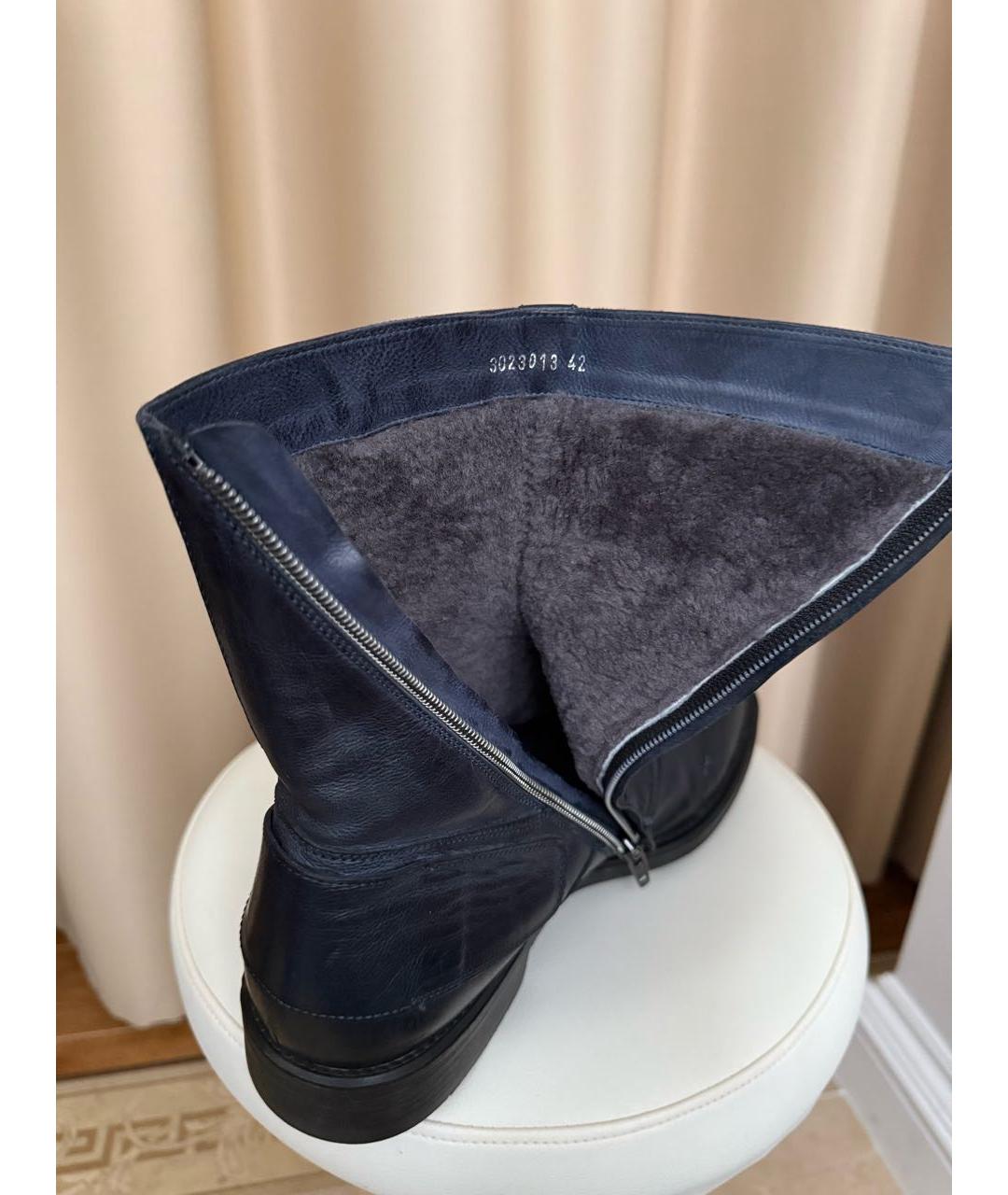 OFFICINE CREATIVE Темно-синие кожаные высокие ботинки, фото 6