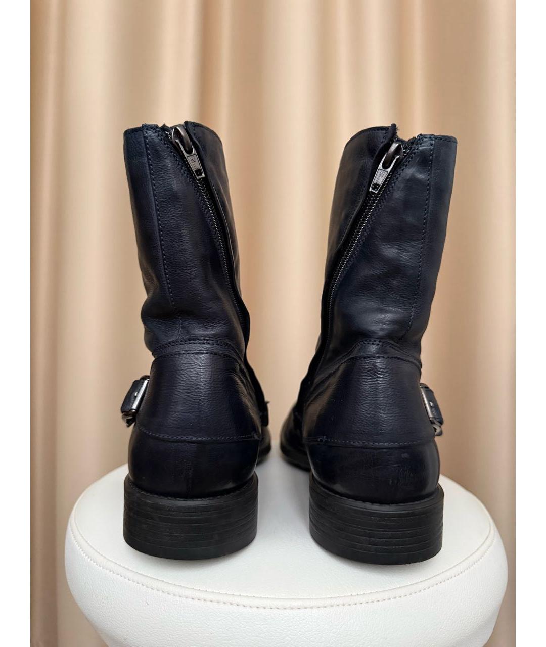 OFFICINE CREATIVE Темно-синие кожаные высокие ботинки, фото 4