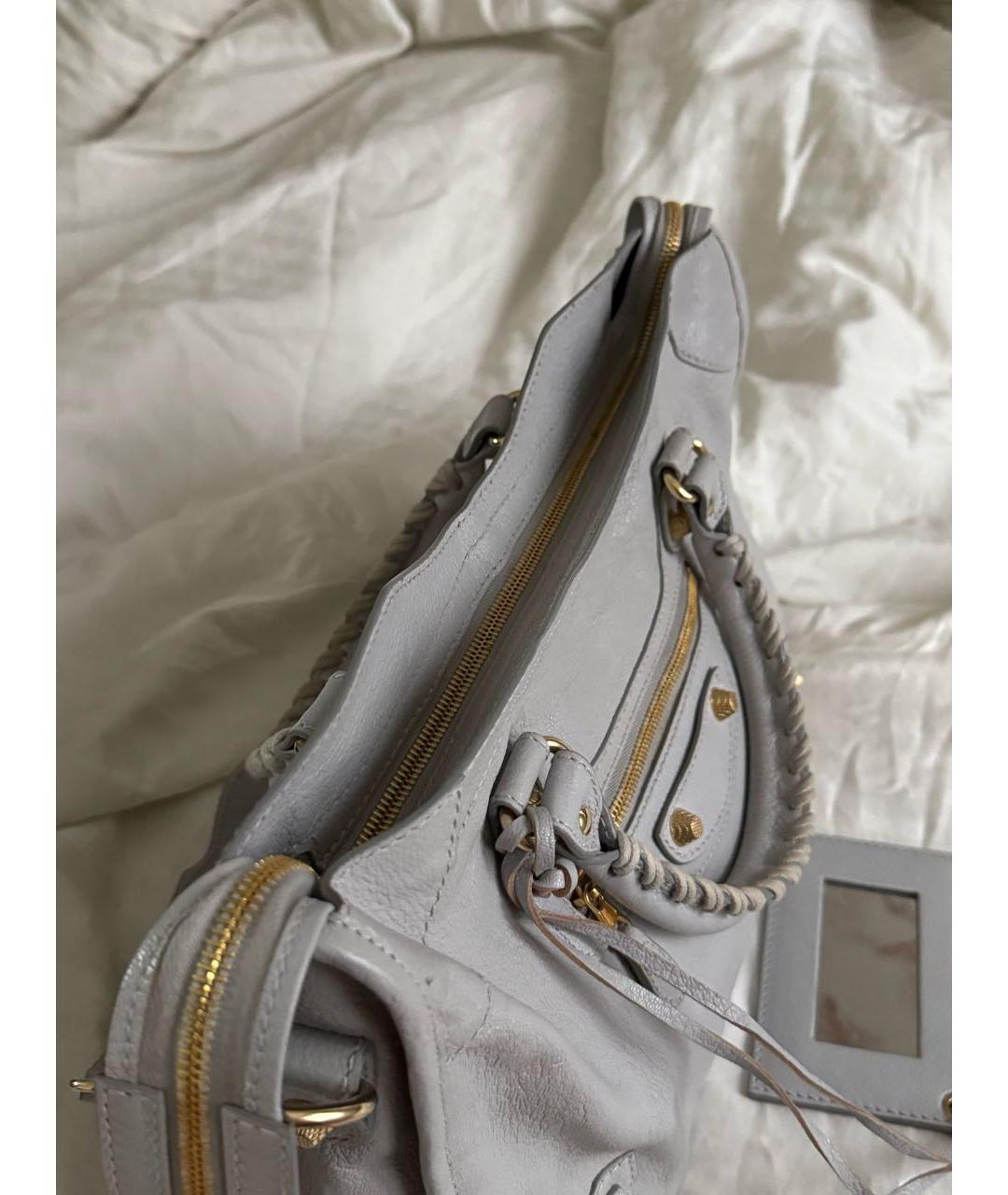 BALENCIAGA Серая кожаная сумка с короткими ручками, фото 4